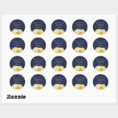 Modern Midnight Blue Yellow Rose Floral Wedding Ronde Sticker (Vel)