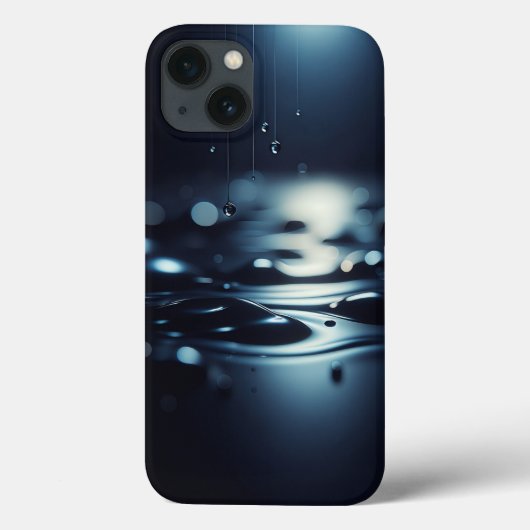 Modern Midnight Dew Phone Case Elegant Dark Liquid (Achterkant)