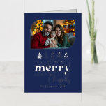 Modern Midnight Hand Drawn Merry Christmas Photo Folie Feestdagenkaart<br><div class="desc">Send festive cheer with this real foil Christmas Photo Card featuring a whimsical hand drawn “Merry Christmas” design. The elegant metallic foil shines against a bold background, paired with your favorite holiday photos for a modern yet cozy look. A stylish way to share your warmest Christmas wishes with family and...</div>
