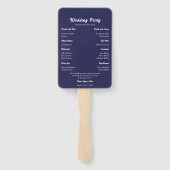 Modern Midnight Navy Huwelijksprogramma Handwaaier (Achterkant)