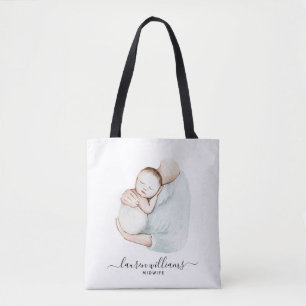 Modern Midwifes Doula Birth Nurse Cute Waterverf Tote Bag