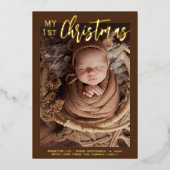 Modern Mijn 1e Kerst Baby Foto Folie Feestdagenkaart (Voorkant)