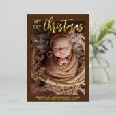 Modern Mijn 1e Kerst Baby Foto Folie Feestdagenkaart (Staand Voorkant)