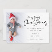 Modern Mijn Eerste Kerst Baby Custom Foto Feestdagenkaart (Voorkant)