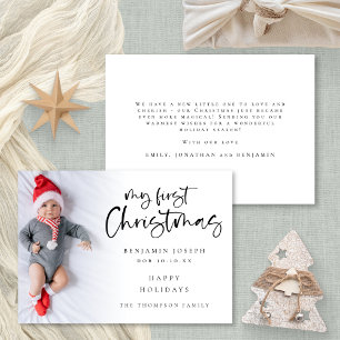 Modern Mijn Eerste Kerst Baby Custom Foto Feestdagenkaart