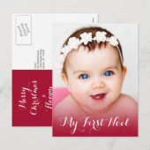 Modern Mijn eerste kerst Baby foto rood Feestdagenkaart (Voorkant / Achterkant)