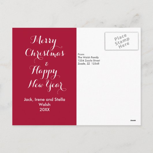 Modern Mijn eerste kerst Baby foto rood Feestdagenkaart (Achterkant)