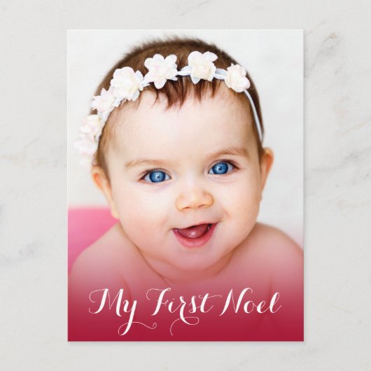Modern Mijn eerste kerst Baby foto rood Feestdagenkaart (Voorkant)