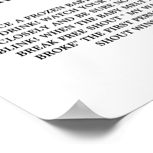 Modern mijn water brak Baby Baby shower Spel teken Poster (Hoek)