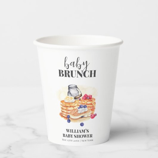 Modern Milk Berry Pannenkoek Brunch Baby shower Papieren Bekers (Voorkant)