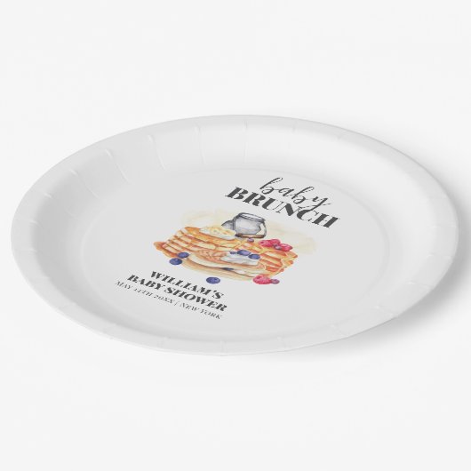 Modern Milk Berry Pannenkoek Brunch Baby shower Papieren Bordje (Gekanteld)
