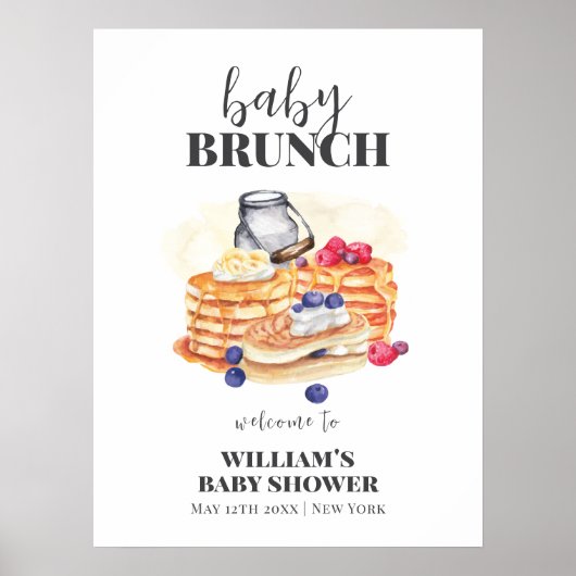 Modern Milk Pancake Brunch Baby shower Welkom Poster (Voorkant)