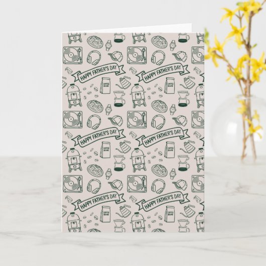 Modern Millennial Dad Doodle Pattern Father's Day Kaart (Gele Bloem)