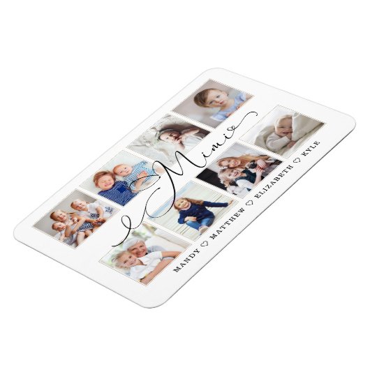 Modern Mimi Script | Foto-collage voor kleinkinder Magneet (Linkerzijde)
