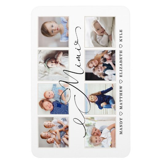 Modern Mimi Script | Foto-collage voor kleinkinder Magneet (Verticaal)