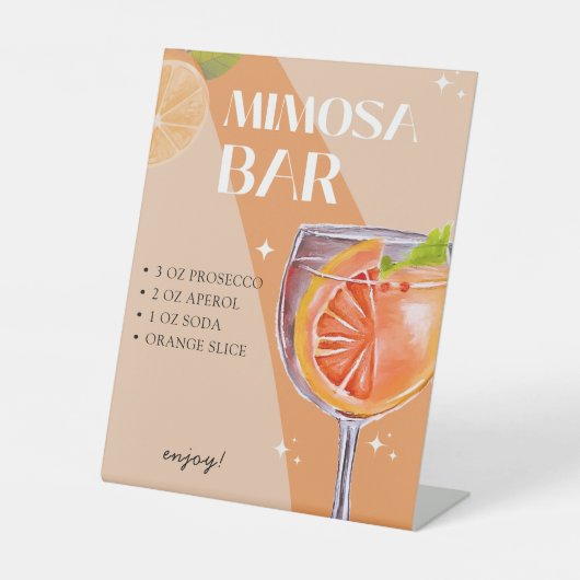 Modern Mimosa Bar Aperol Spritz Vrijgezellenfeest Reclamebord Met Voetstuk (Voorkant)