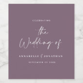 Modern minima script paarse typografie bruiloft wijn etiket (Enkel label)