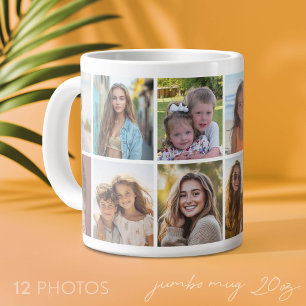 Modern, minimaal 12 foto collage witte achtergrond grote koffiekop