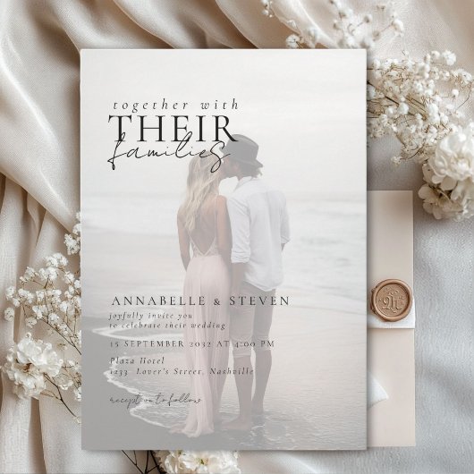 Modern, minimaal, 1 foto, bruiloft kaart