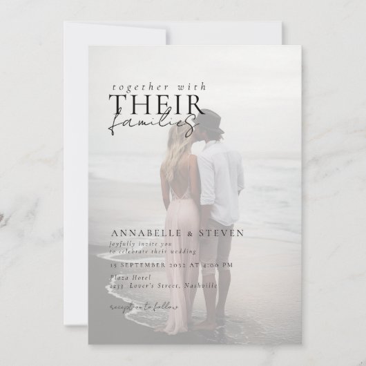 Modern, minimaal, 1 foto, bruiloft kaart (Voorkant)