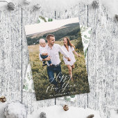 Modern minimaal 1 foto elegant script nieuw jaar feestdagenkaart