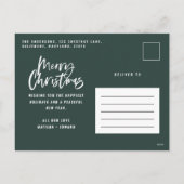 Modern minimaal 1 foto groen script kerst Holi Feestdagenkaart (Achterkant)