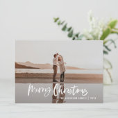 Modern minimaal 1 foto groen script kerst Holi Feestdagenkaart (Staand voorkant)