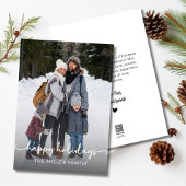 Modern Minimaal 1 foto Kerst Elegant Script Feestdagenkaart