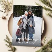 Modern Minimaal 1 foto Kerst Elegant Script Feestdagenkaart