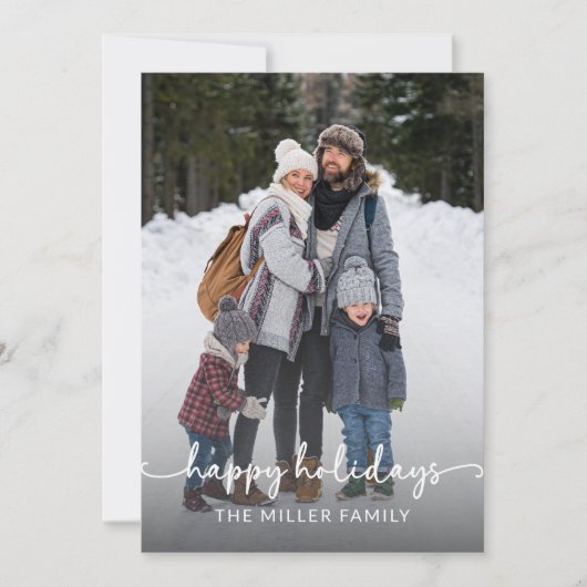 Modern Minimaal 1 foto Kerst Elegant Script Feestdagenkaart (Voorkant)