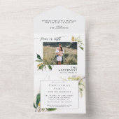 Modern minimaal 1 foto-kerstelegant script Al All In One Uitnodiging (Binnen)