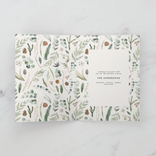 Modern minimaal 1 foto-kerstelegant script bedankkaart (Binnen)