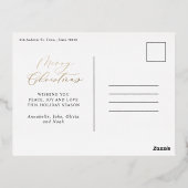 Modern minimaal 1 foto-kerstelegant script F Folie Feestdagen Briefkaart (Achterkant)