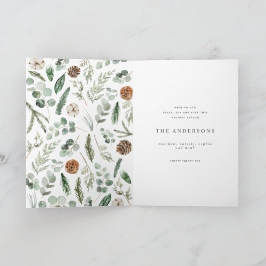 Modern minimaal 1 foto-kerstelegant script feestdagen kaart (Binnen)