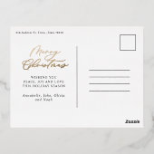 Modern minimaal 1 foto-kerstelegant script folie feestdagen briefkaart (Achterkant)