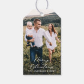 Modern minimaal 1 foto-kerstelegant script Ho Cadeaulabel (Voorkant)