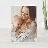 Modern minimaal 1 foto-kerstelegant script Ho Feestdagen Kaart (Voorkant)