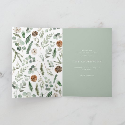 Modern minimaal 1 foto-kerstelegant script Ho Feestdagen Kaart (Binnen)