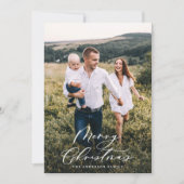 Modern minimaal 1 foto-kerstelegant script Ho Feestdagenkaart (Voorkant)