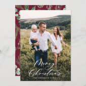 Modern minimaal 1 foto-kerstelegant script Ho Feestdagenkaart (Voorkant / Achterkant)