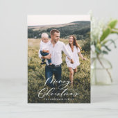 Modern minimaal 1 foto-kerstelegant script Ho Feestdagenkaart (Staand voorkant)