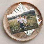 Modern minimaal 1 foto-kerstelegant script Ho Feestdagenkaart