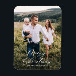 Modern minimaal 1 foto-kerstelegant script magneet<br><div class="desc">Moderne minimale script vakantie kerstmagneet.</div>