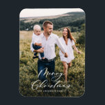 Modern minimaal 1 foto-kerstelegant script magneet<br><div class="desc">Moderne minimale script vakantie kerstmagneet.</div>