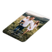 Modern minimaal 1 foto-kerstelegant script magneet (Linkerzijde)