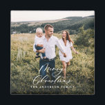 Modern minimaal 1 foto-kerstelegant script magneet<br><div class="desc">Moderne minimale script vakantie kerstmagneet.</div>