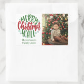 Modern minimaal 1 foto-kerstelegant script rechthoekige sticker (Tas)