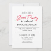 Modern Minimaal 1 Foto Rood en Wit Afstuderen Kaart (Achterkant)