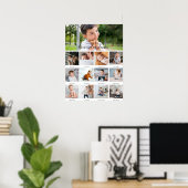 Modern minimaal | 1e jaar 12 foto collage maand poster (Thuiskantoor)