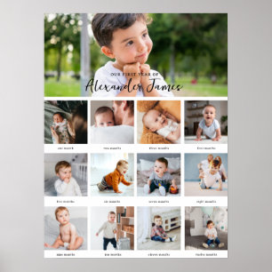 Modern minimaal   1e jaar 12 foto collage maand poster